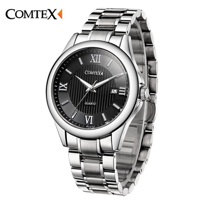 

COMTEX Men Quartz Watch Stainless Steel Bracelet With Roman Numerals And Big Dial Fashion Brand Watch Men Relogio Masculino