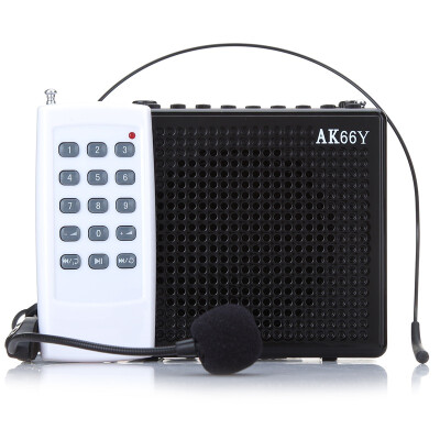 

AKER AK66Y loudspeaker wireless remote control LCD display digital song FM radio recording portable waist hanging loudspeaker small bee audio black