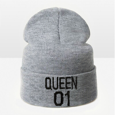 

WISHCLUB 2017 King Queen Warm Winter Hat Cap For Men Women Skullies Beanies Knitted Warm Hat