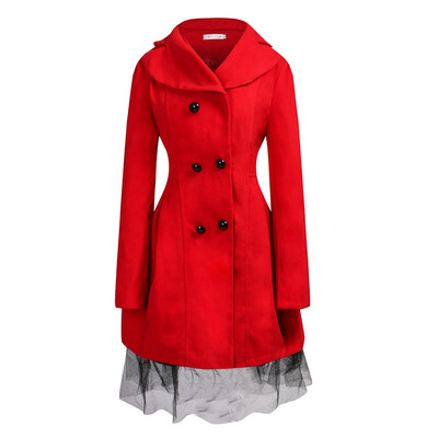 

CT&HF Winter Women Woolen Dress Coat Women Warm Outerwear Coat Dresses