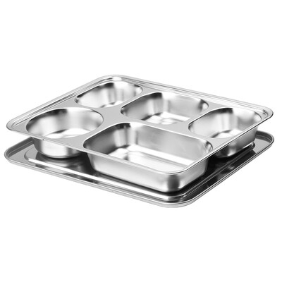 

Golden Key GOLDEN KEY 304 stainless steel fast-food plate thick sub-grid adult full steel lunch box lunch box five grid cover GK-510KC