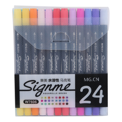

Morning M & G APMW7606 professional water-soluble double-headed mark pen 24 color box