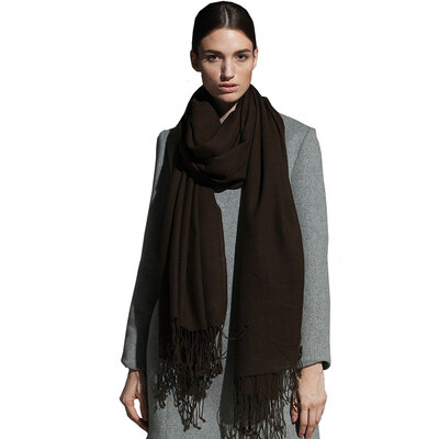 

Hengyuan Xiang Chunqiu pure wool long scarf female sunscreen scarf fashion wild plain shawl scarf dual use 50M15602 deep coffee