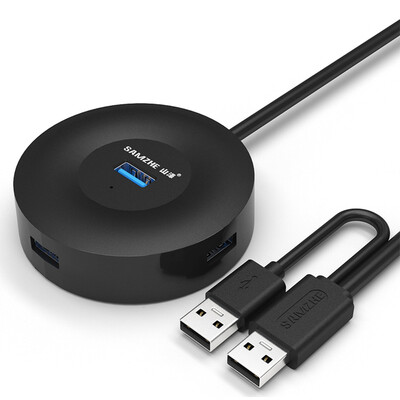 

Shanze SAMZHE JXQ-Y202 USB splitter USB30 high-speed expansion portable fashion 4 HUB hub with OTG function 03 m black