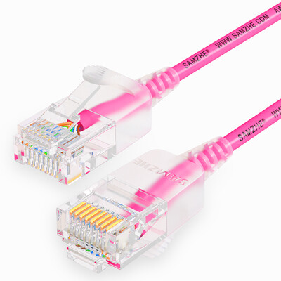 

Shanze SAMZHE SZF-8005 super six types of fine diameter CAT6A high purity oxygen-free copper network jumper 8-core twisted-pair high-speed ultra-6 type RJ45 network cable 05 m pink