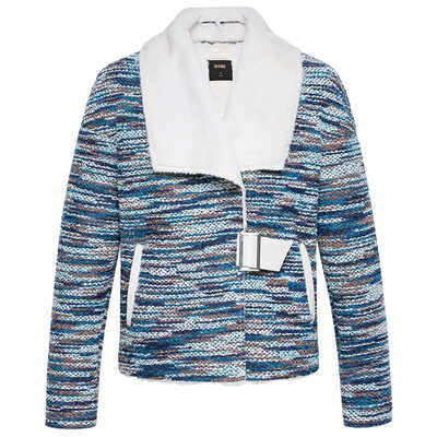 

Semir jacket 2016 winter new ladies Korean version of the simple lapel fashion warm plus velvet thick short jacket jacket tide 19416080303 flower blue tone L