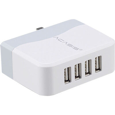 

Acans 4-port USB charger bright white can be mobile phone flat single-port 24A intelligent matching current 110 240V wide voltage 3C certification UP-04