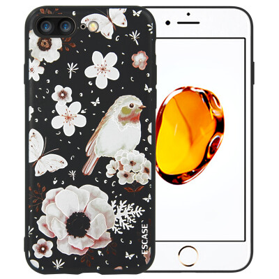 

ESCASE Apple iPhone7 Plus mobile phone case cartoon illustration pattern soft shell protective sleeve 5.5 inch love flowers and birds