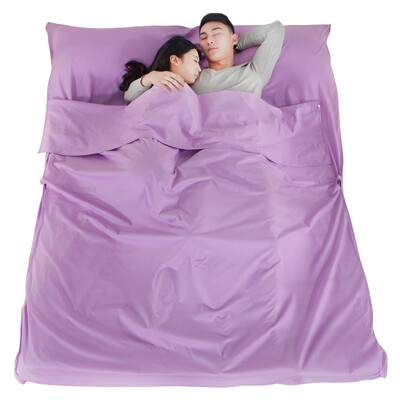 

Tili Shi cotton sleeping bag outdoor adult spring summer autumn&winter warm lunch break ultra-light camping envelope couple sleeping bag LY-5004 double light purple