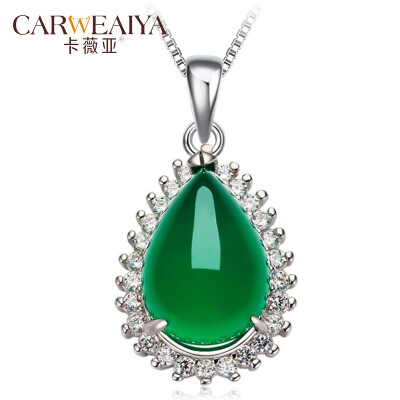 

Carweaiya Chalcedony Necklace Pendant Female Fashion Jewelry 925 Silver Emerald Jade Pendant Chinese Style Chinese Tradition