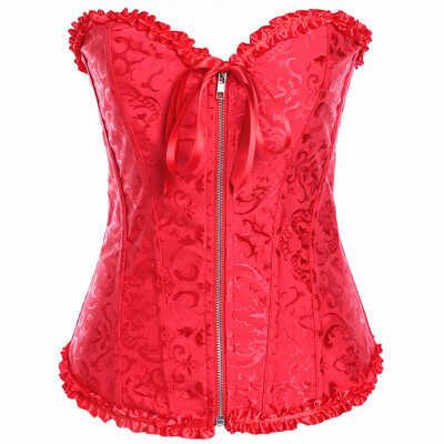 

Sexy Bone Corset Zipper Waist Trainer Strapless Buister Corselet Women lace Shapewear Underpants