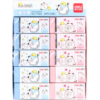 

Deli 71062 students color eraser 30 boxed 60 27 11mm block