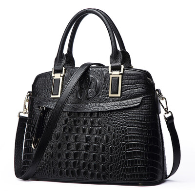

Kou a Cnoles handbags fashion shoulder bag female crocodile pattern shell bag head cowhide handbag Messenger bag lady bag C071 black
