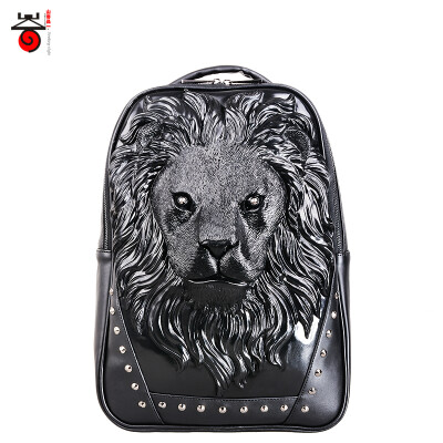 

New fashion trends animal shade bag Korean street leisure bag silicone 3D bag3Dlion head tide men Backpack