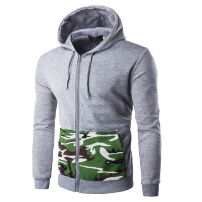 

Men Camouflage Splicing Hoodie Coats