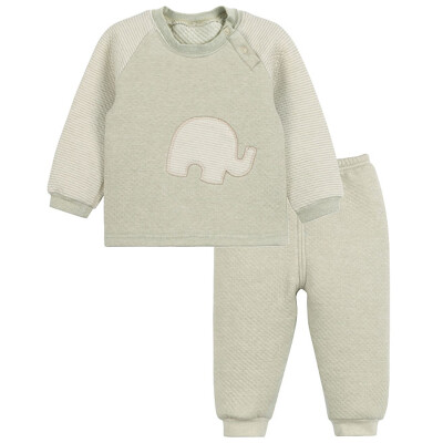 

Xin Song baby color cotton warm sets of sets of newborns autumn&winter warm color cotton underwear shirt pants suit natural green small D057D66