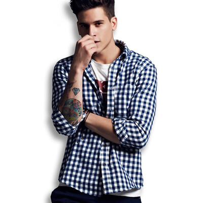 

2016 Men Shirt Long Sleeve Casual Plaid Shirts Slim Fit Fashion Male Camisa Masculina Colorful Shirt Men Casual Shirt Plus Size