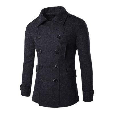 

Men Winter Coats Double breasted Woolen Windbreaker