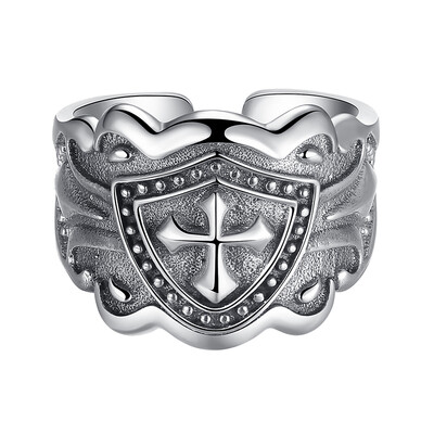 

Hao supreme silver (HAOZHIZUN) Knight ring S925 silver ring male retro Thai Silver Cross Ring jewelry bracelet jewelry