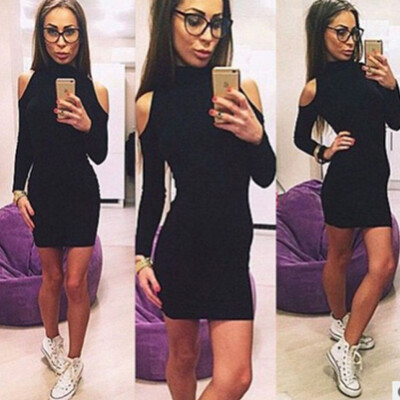 

Sexy Vestido Party Night Club Office Dress Off Shoulder Knitted Sweater Women Clothes Warm Long Sleeve Winter Mini Dress