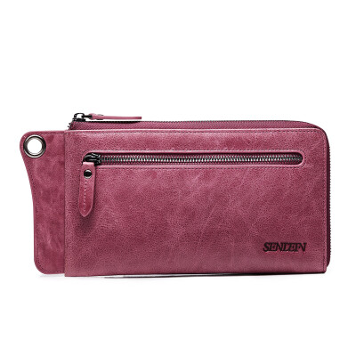 

St. Stephen's (SENDEFN) wallet women Japan and South Korea trend retro first layer of leather long wallet men and women general mobile phone wallet 5105 hibiscus purple