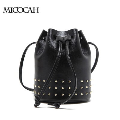 

3 Colors Fashion Rivet Women Bag 2016 New Arrival Crossbody Bag PU Leather Bucket Bags Famous Brand Solid Color
