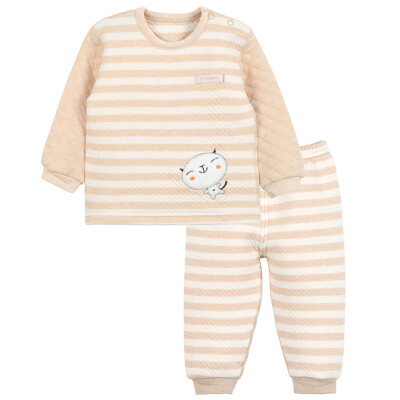 

Xin Song baby color cotton warm side shoulder buckets neonatal autumn and winter warm color cotton underwear jacket pants suit shallow card its kitten D067D80