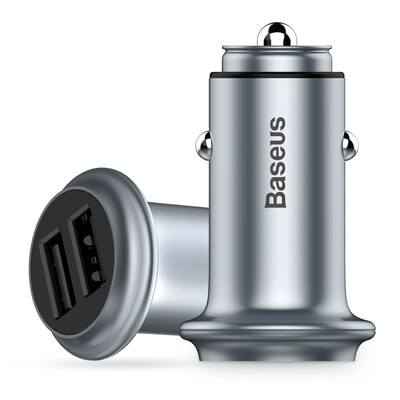 

Baseus car charger for Apple Andrews cigarette holder dual USBmini pure copper car charger 24A chrome