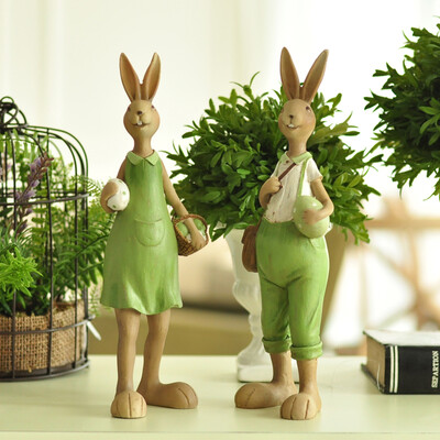 

Jingdong supermarket Yiko home American resin crafts Decoration big rabbit a pair
