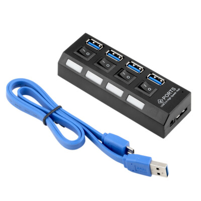 

KDQ1 USB 3.0 Hub 4 Ports Speed 5Gbps for PC laptop with on/off switch BLACK Black