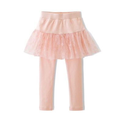 

Foto Town Flordeer French girl children's clothing five leaves flower yarn knit skirt pants F61006 pink 120