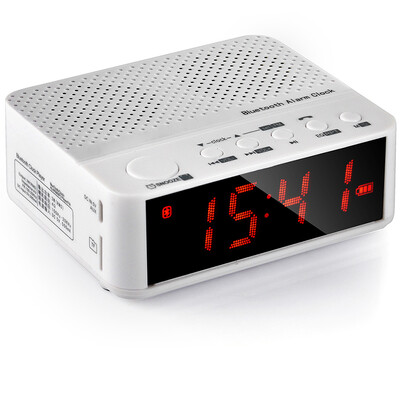 

BAOX BX666 Alarm Clock Bluetooth Mini Speaker White Bed Music Clock Audio FM Radio Car Subwoofer