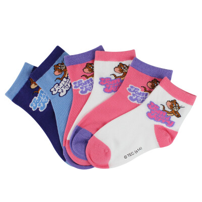 

TOM&JERRY girls socks children cute cartoon baby combed cotton socks four seasons 6 pairs of 18-20CM 5-7 years old