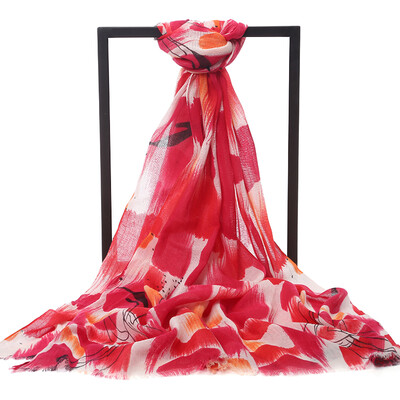 

Shanghai STORY M-2 scarf female Korean version of pure color cotton scarf autumn&winter female scarf long dual-use windproof scarf M25-bright red