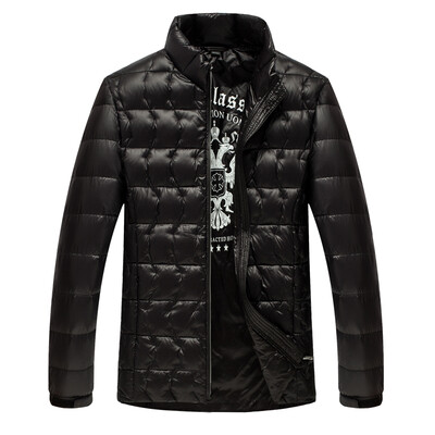 

Antarctic men's down jacket 90 white duck down business business collar hit color warm down jacket 1908 black 2XL