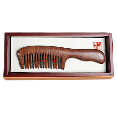 

Jinghui Si Chuang jing hui si chuang JH0137 natural gold silk sandalwood comb wood thickening comb hand-polished gold wire sandalwood wide tooth with handle