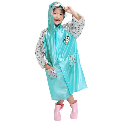 

[Jingdong Supermarket] Paradise umbrella raincoat rain pants children's poncho cute cartoon invisible book bag student raincoat G006K child rain puddle green M