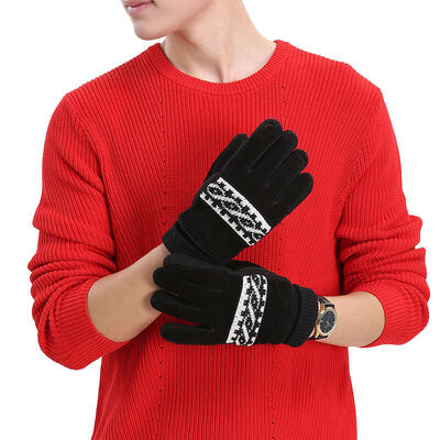 

Custer autumn&winter leather warm gloves plus velvet thickening students outdoor riding cycling gloves men cold&windproof gloves are all black