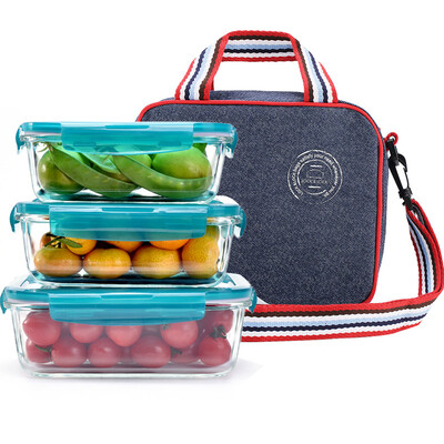 

Locklock Heat-Resistant Glass Preserved Box Glass Glass Pack lunch box Three-piece gift package 630 750 1000ML LLG428S919PR