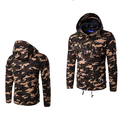 

Winter Cotton Outdoor Camouflage Multi-pocket Men's Hoodie Coat