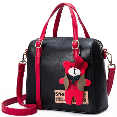 

Г-жа ржанка жа сумка ретро колледж Ветер сумки корейской версии Teddy Bear Boston сумка черный мешок плеча P16302L201J