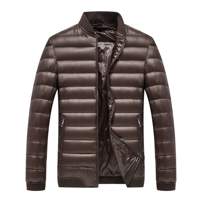 

Antarctic men's down jacket fashion Korean baseball collar 90 white duck down solid color warm down jacket 1902 coffee L