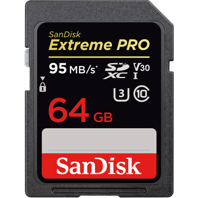 

SanDisk 64GB read speed 95MB s write speed 90MB s Extreme speed SDXC UHS-I memory card V30 U3 Class10 SD card