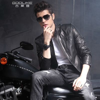 

Mens leather jacket long sleeve autumn witer clothing genuine sheepskin coat real leather the newest style
