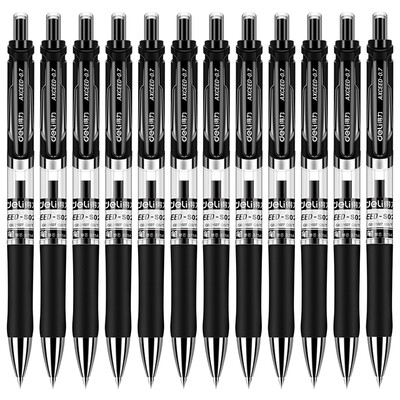 

Deli S02 07mm Retractable Gel Ink Pen Black 12 pcsBox