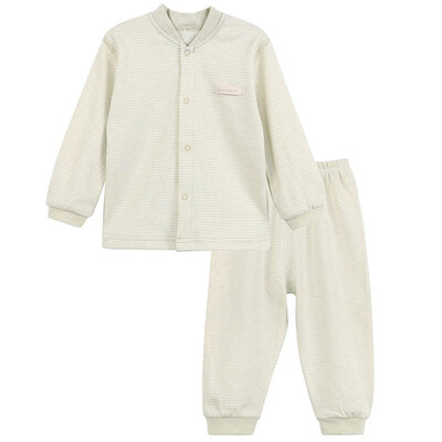 

Xin Song baby color cotton cardigan suit newborn spring and autumn color cotton underwear shirt pants suit natural green C287D90