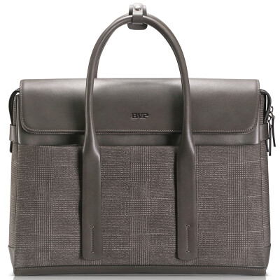 

Platinum Group BVP new men business travel handbag head layer soft leather leather stitching male bag leisure retro leather wallet T1038 gray