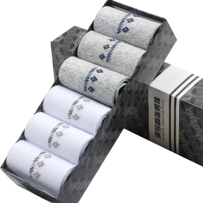 

【Jingdong Supermarket】 Langsha socks cotton socks in the tube men's casual business socks 6 pairs of fine gift box black 2 light white 2 white 2