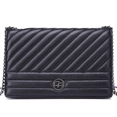 

Crocodile CROCODILE Korean Striped Women Bag Sheepskin Shoulder Bag Messenger Bag Female 12641068-01 Black