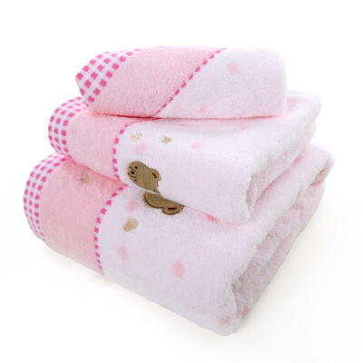 

Gold towel home textiles twist bear embroidery 3166 cotton towel, square, bath towel combination blue